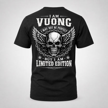 VUONG P01-K24-229 – Personalized Skull Graphic Apparel “I Am NAME I May Not Be Perfect But I Am Limited Edition”