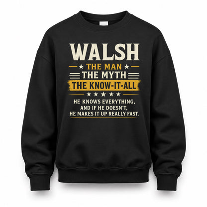 WALSH TM90-K04-125 - NAME Legendary Know-It-All Personalized Funny Shirt