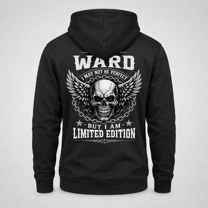 WARD P01-K24-229 – Personalized Skull Graphic Apparel “I Am NAME I May Not Be Perfect But I Am Limited Edition”