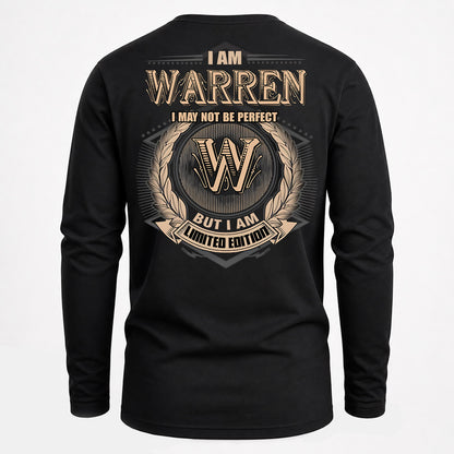 WARREN PH55-T25-Personalized Name Quote Apparel “I Am NAME May Not Be Perfect But I Am Limited Edition”