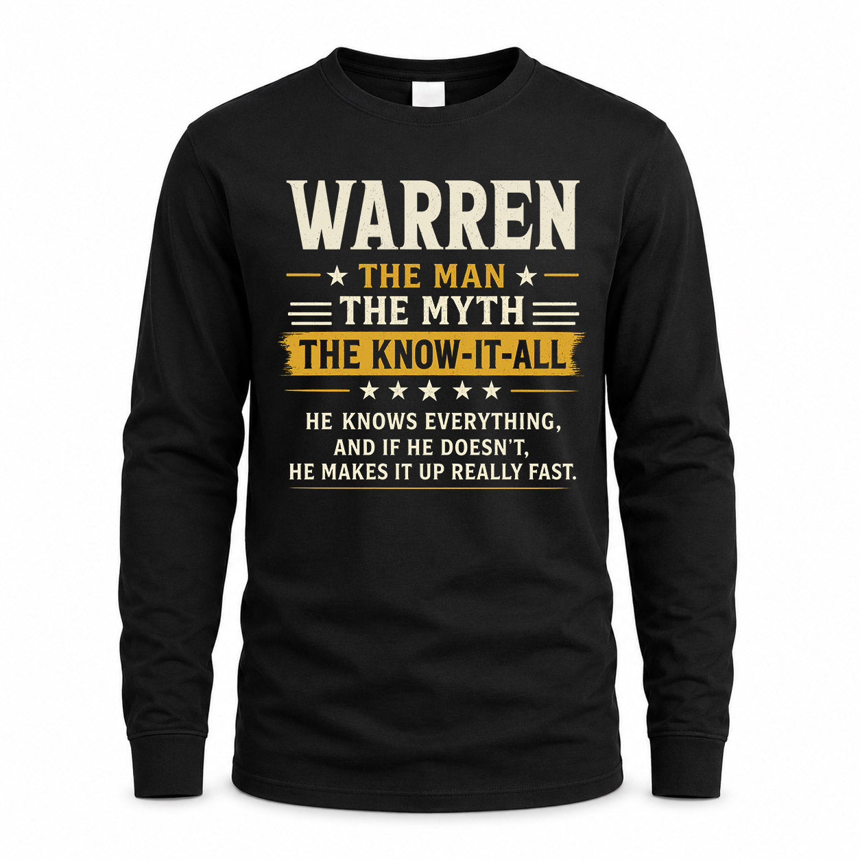WARREN TM90-K04-125 - NAME Legendary Know-It-All Personalized Funny Shirt