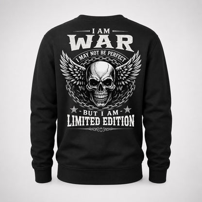 WAR P01-K24-229 – Personalized Skull Graphic Apparel “I Am NAME I May Not Be Perfect But I Am Limited Edition”