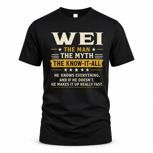 WEI TM90-K04-125 - NAME Legendary Know-It-All Personalized Funny Shirt