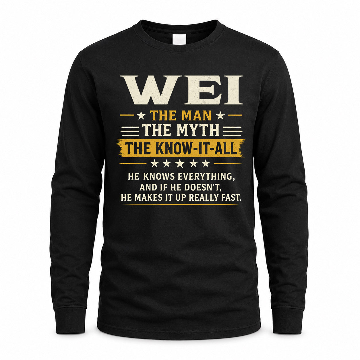 WEI TM90-K04-125 - NAME Legendary Know-It-All Personalized Funny Shirt