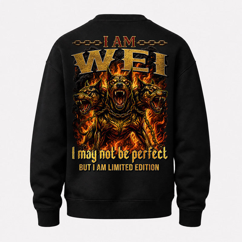 WEI MP88-F2-168–Personalized Bold Quote Apparel “I Am NAME I May Not Be Perfect But I Am Limited Edition