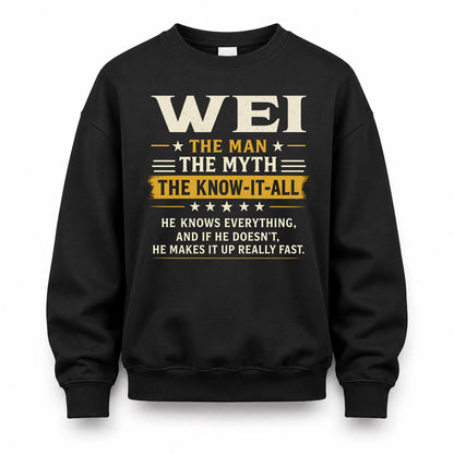 WEI TM90-K04-125 - NAME Legendary Know-It-All Personalized Funny Shirt