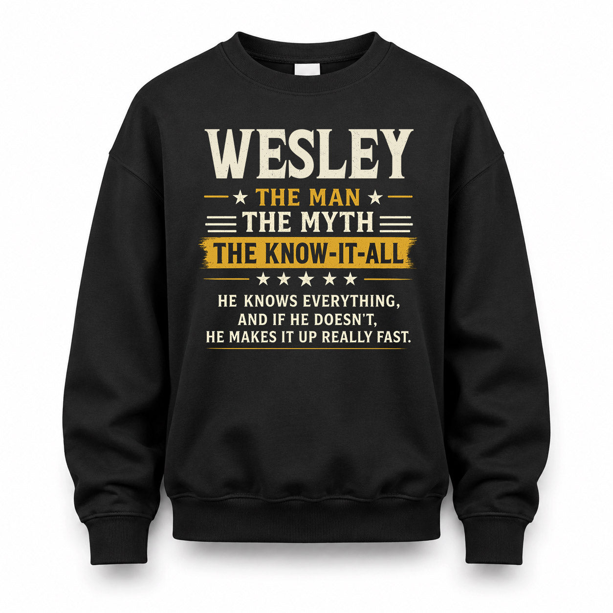 WESLEY TM90-K04-125 - NAME Legendary Know-It-All Personalized Funny Shirt