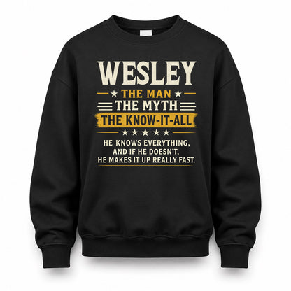 WESLEY TM90-K04-125 - NAME Legendary Know-It-All Personalized Funny Shirt