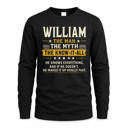 WILLIAM TM90-K04-125 - NAME Legendary Know-It-All Personalized Funny Shirt