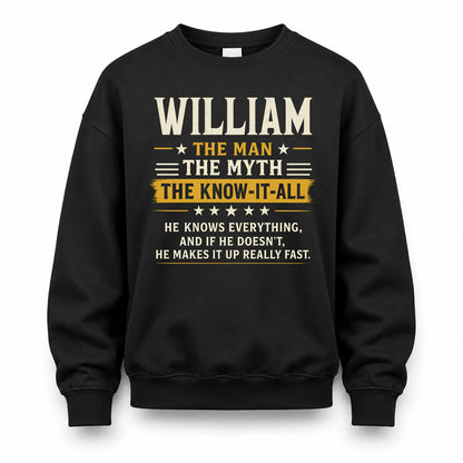 WILLIAM TM90-K04-125 - NAME Legendary Know-It-All Personalized Funny Shirt