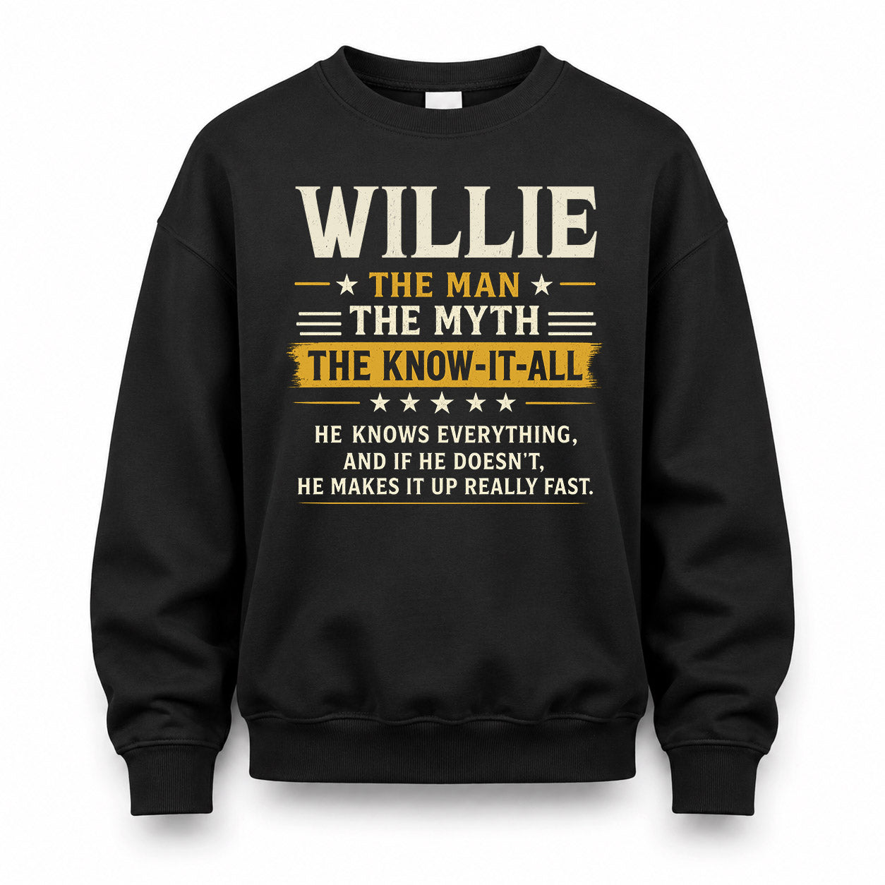 WILLIE TM90-K04-125 - NAME Legendary Know-It-All Personalized Funny Shirt