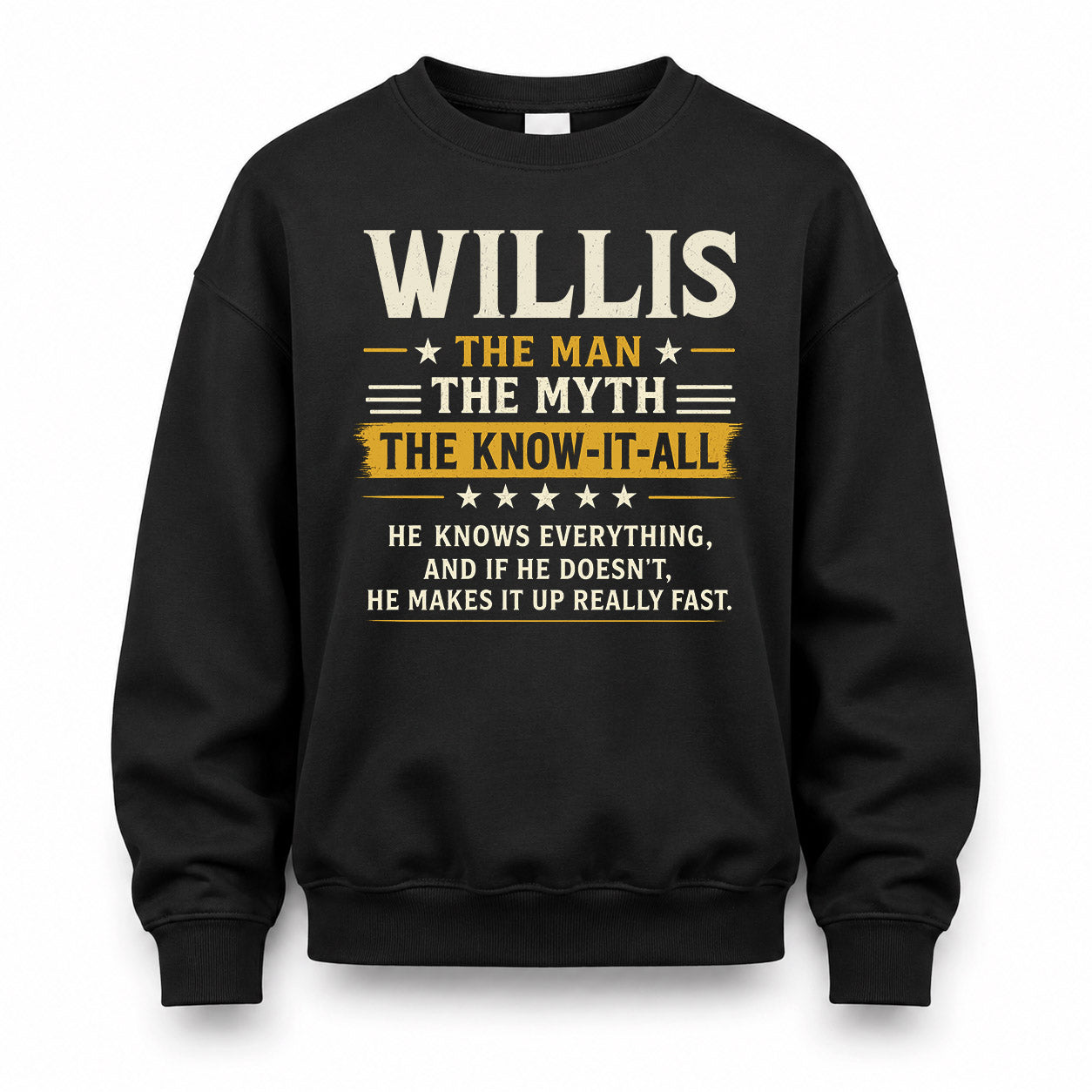 WILLIS TM90-K04-125 - NAME Legendary Know-It-All Personalized Funny Shirt