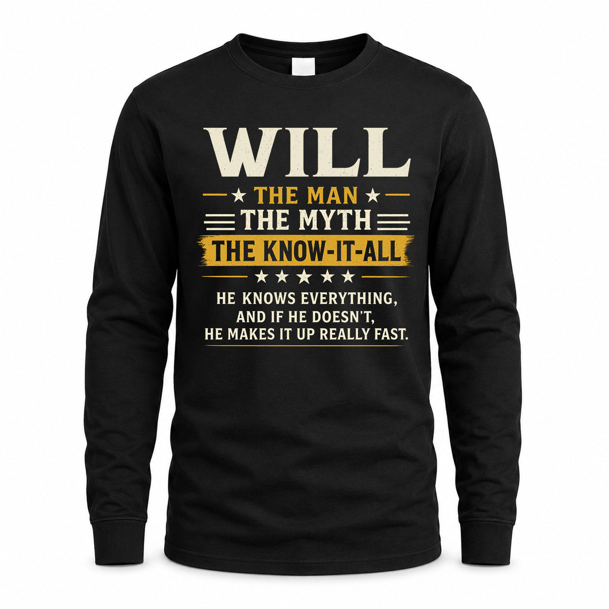 WILL TM90-K04-125 - NAME Legendary Know-It-All Personalized Funny Shirt