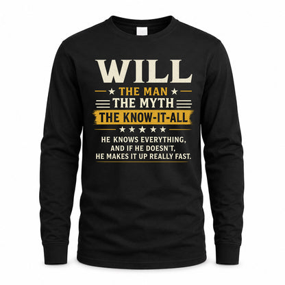 WILL TM90-K04-125 - NAME Legendary Know-It-All Personalized Funny Shirt