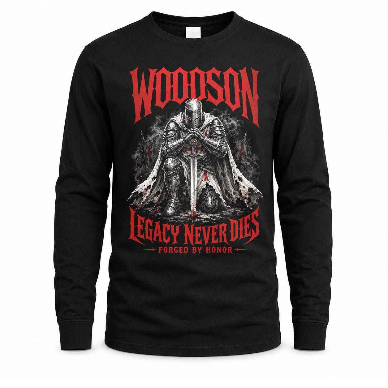 WOODSON HS90-K04-109 - NAME Legacy Never Dies Forged By Honor Personalized Knight