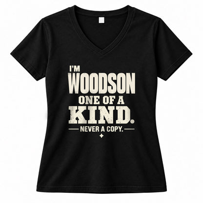 WOODSON P6-K4-228 Personalized Funny Quote Apparel “I’m NAME – One of a Kind, Never a Copy”