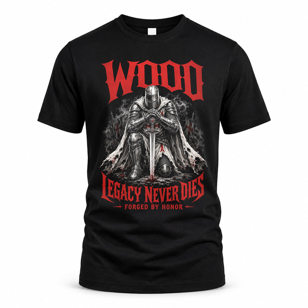 WOOD HS90-K04-109 - NAME Legacy Never Dies Forged By Honor Personalized Knight