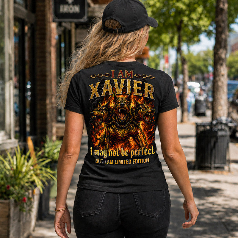 XAVIER MP88-F2-168–Personalized Bold Quote Apparel “I Am NAME I May Not Be Perfect But I Am Limited Edition