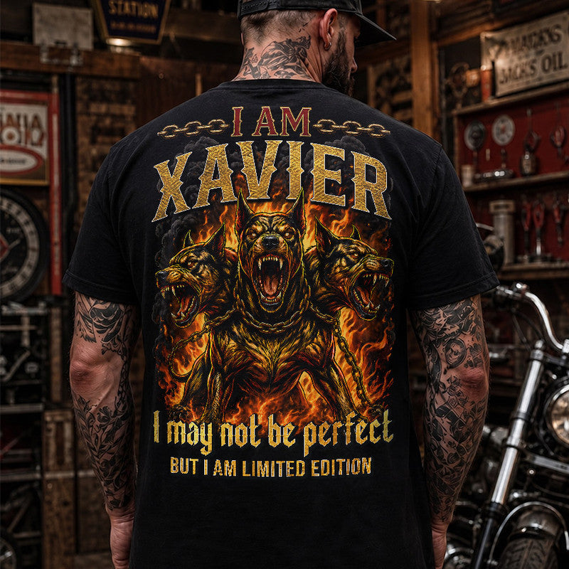 XAVIER MP88-F2-168–Personalized Bold Quote Apparel “I Am NAME I May Not Be Perfect But I Am Limited Edition