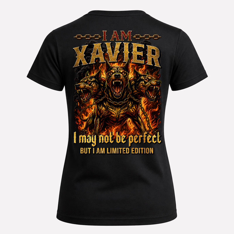 XAVIER MP88-F2-168–Personalized Bold Quote Apparel “I Am NAME I May Not Be Perfect But I Am Limited Edition