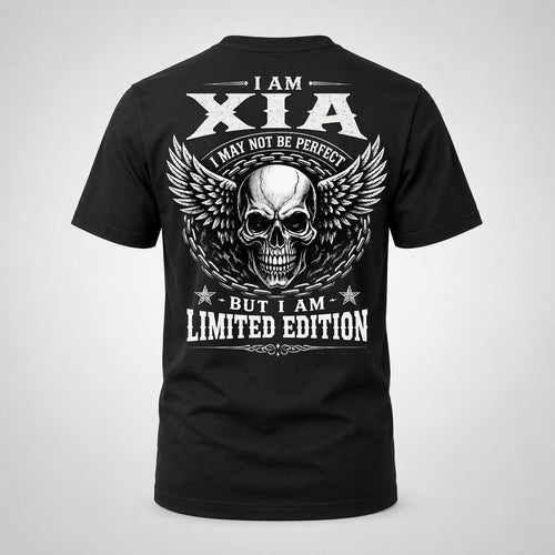 XIA P01-K24-229 – Personalized Skull Graphic Apparel “I Am NAME I May Not Be Perfect But I Am Limited Edition”