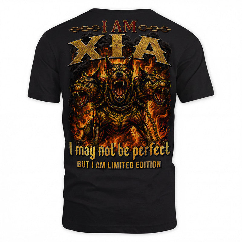 XIA MP88-F2-168–Personalized Bold Quote Apparel “I Am NAME I May Not Be Perfect But I Am Limited Edition