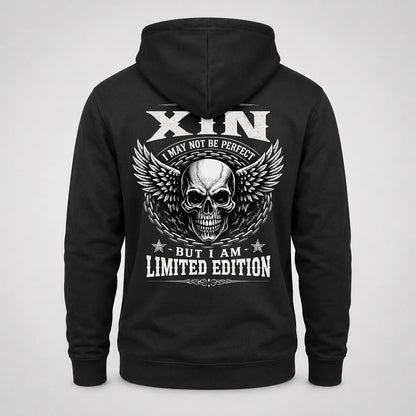 XIN P01-K24-229 – Personalized Skull Graphic Apparel “I Am NAME I May Not Be Perfect But I Am Limited Edition”