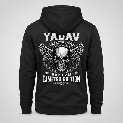 YADAV P01-K24-229 – Personalized Skull Graphic Apparel “I Am NAME I May Not Be Perfect But I Am Limited Edition”
