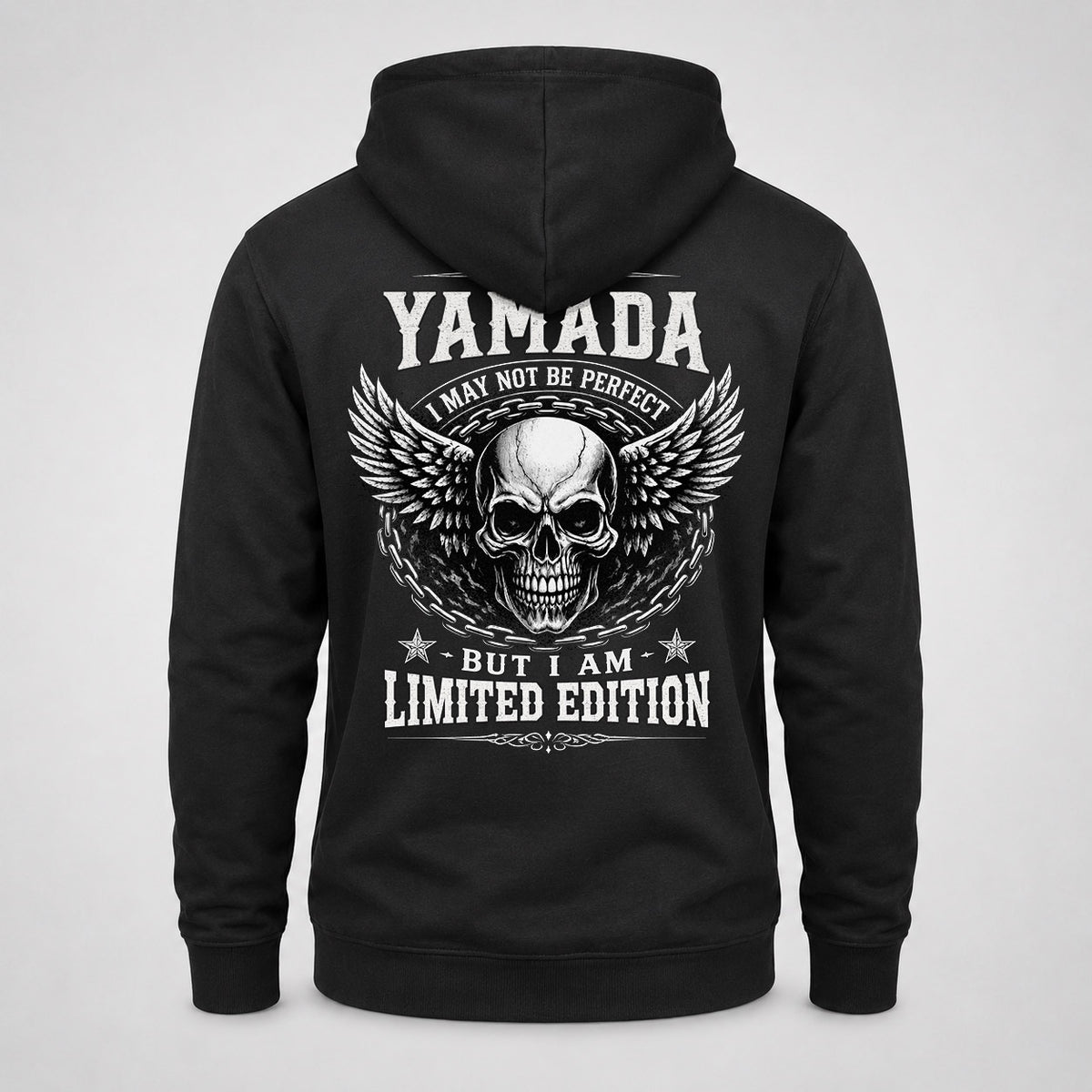 YAMADA P01-K24-229 – Personalized Skull Graphic Apparel “I Am NAME I May Not Be Perfect But I Am Limited Edition”