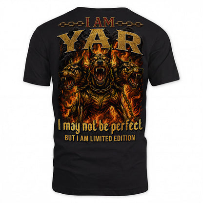 YAR MP88-F2-168–Personalized Bold Quote Apparel “I Am NAME I May Not Be Perfect But I Am Limited Edition