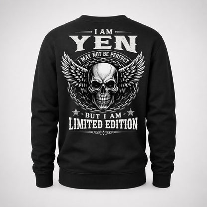 YEN P01-K24-229 – Personalized Skull Graphic Apparel “I Am NAME I May Not Be Perfect But I Am Limited Edition”