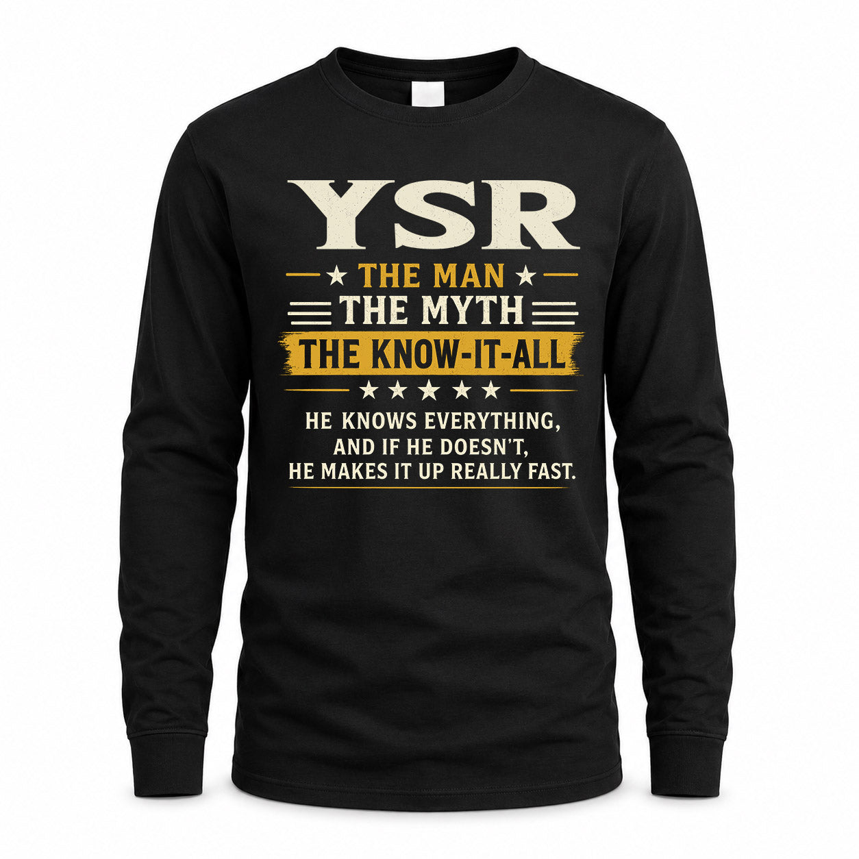 YSR TM90-K04-125 - NAME Legendary Know-It-All Personalized Funny Shirt