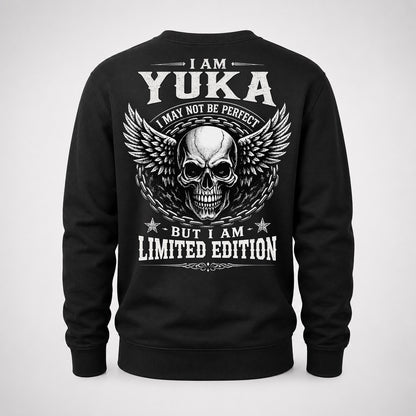 YUKA P01-K24-229 – Personalized Skull Graphic Apparel “I Am NAME I May Not Be Perfect But I Am Limited Edition”