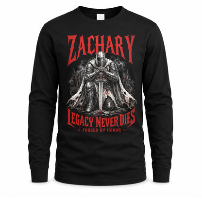 ZACHARY HS90-K04-109 - NAME Legacy Never Dies Forged By Honor Personalized Knight