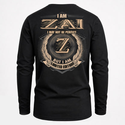 ZAI PH55-T25-Personalized Name Quote Apparel “I Am NAME May Not Be Perfect But I Am Limited Edition”