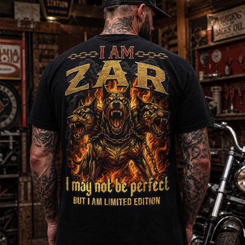 ZAR MP88-F2-168–Personalized Bold Quote Apparel “I Am NAME I May Not Be Perfect But I Am Limited Edition