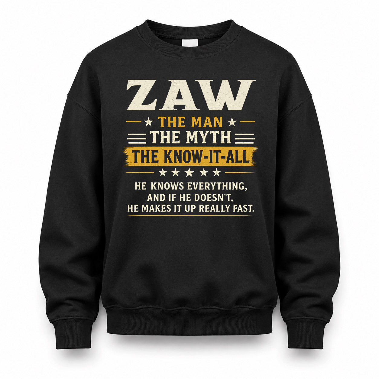 ZAW TM90-K04-125 - NAME Legendary Know-It-All Personalized Funny Shirt