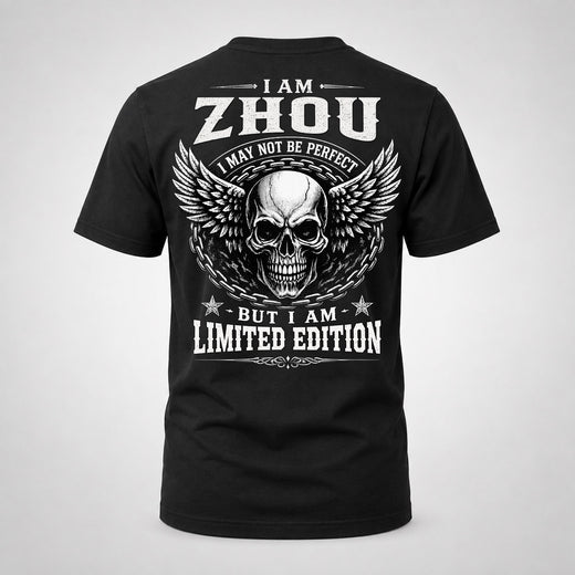 ZHOU P01-K24-229 – Personalized Skull Graphic Apparel “I Am NAME I May Not Be Perfect But I Am Limited Edition”