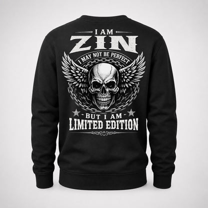 ZIN P01-K24-229 – Personalized Skull Graphic Apparel “I Am NAME I May Not Be Perfect But I Am Limited Edition”