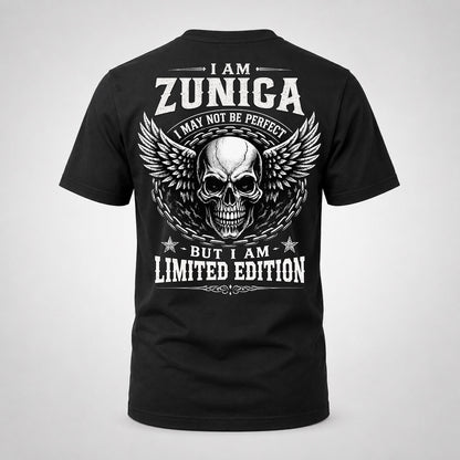 ZUNIGA P01-K24-229 – Personalized Skull Graphic Apparel “I Am NAME I May Not Be Perfect But I Am Limited Edition”