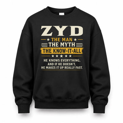ZYD TM90-K04-125 - NAME Legendary Know-It-All Personalized Funny Shirt