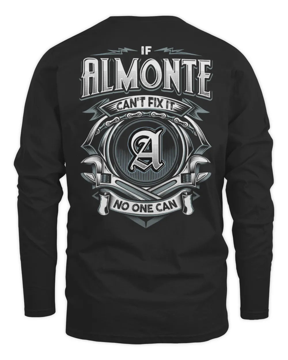 ALMONTE AP81-K4-626 - Personalized Ahmed Quote Apparel “If Ahmed Can't Fix It, No One Can” - Men's Long Sleeved T-Shirt - Black