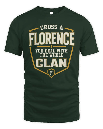 FLORENCE NT1-K008 Cross A/An NAME, You Deal With the Whole Clan | Personalized Vintage T-Shirt - Unisex Standard T-Shirt - Forest Green