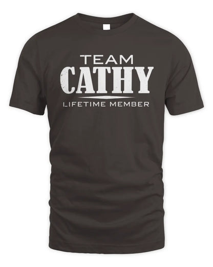 CATHY BL62-K4-128 - Personalized “Team NAME Lifetime Member” - Unisex Standard T-Shirt - Dark Chocolate