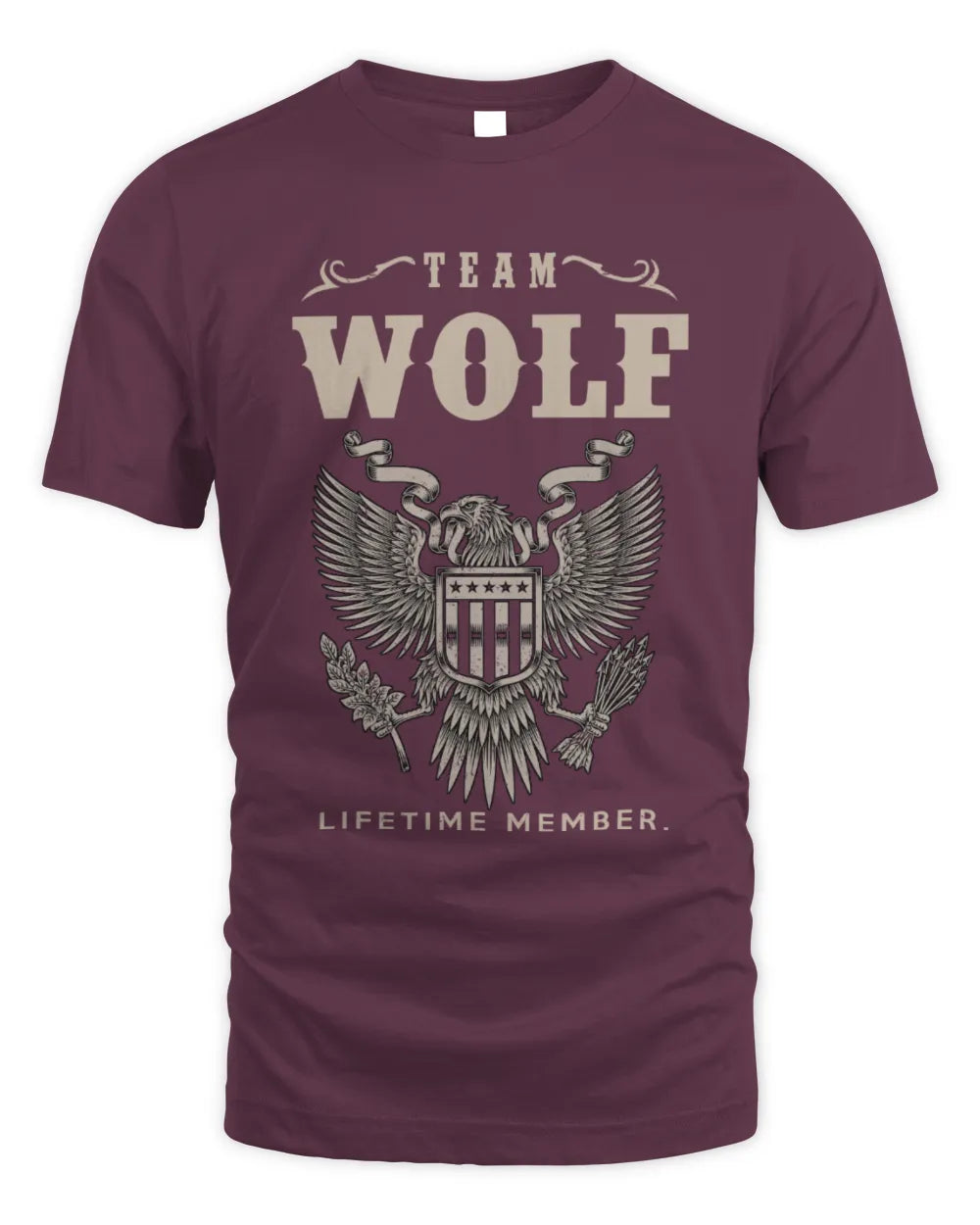 WOLF TP06-K82 – Personalized Classic Style Apparel “Team NAME Lifetime Member” - Unisex Standard T-Shirt - Maroon