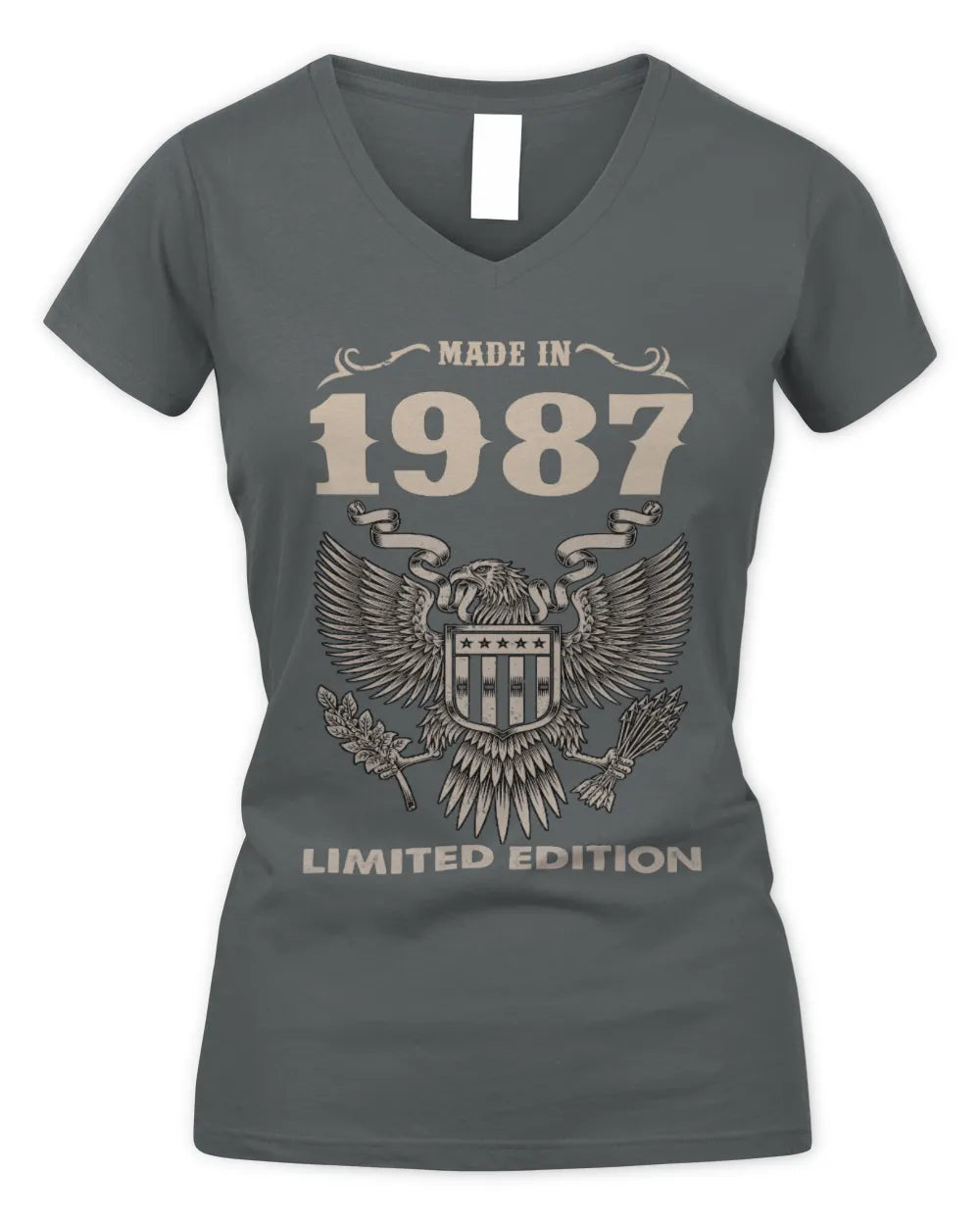 1987 HH89-K2 – Classic Birth Year Limited Edition T-Shirt - Women's V-Neck T-Shirt - Charcoal