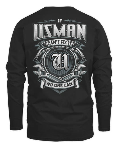 USMAN AP81-K4-626 - Personalized Ahmed Quote Apparel “If Ahmed Can't Fix It, No One Can” - Men's Long Sleeved T-Shirt - Black