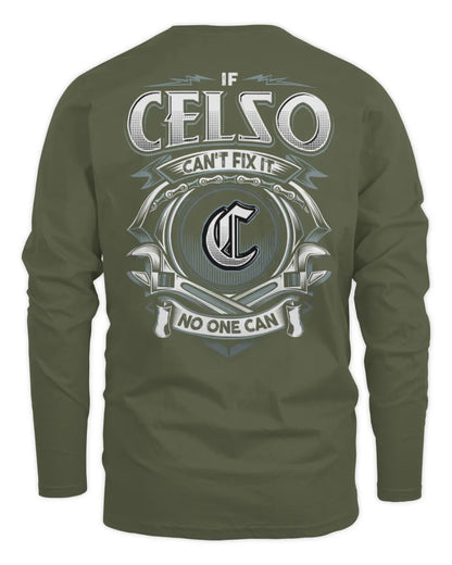 CELSO AP81-K4-626 - Personalized Ahmed Quote Apparel “If Ahmed Can't Fix It, No One Can” - Men's Long Sleeved T-Shirt - Military Green