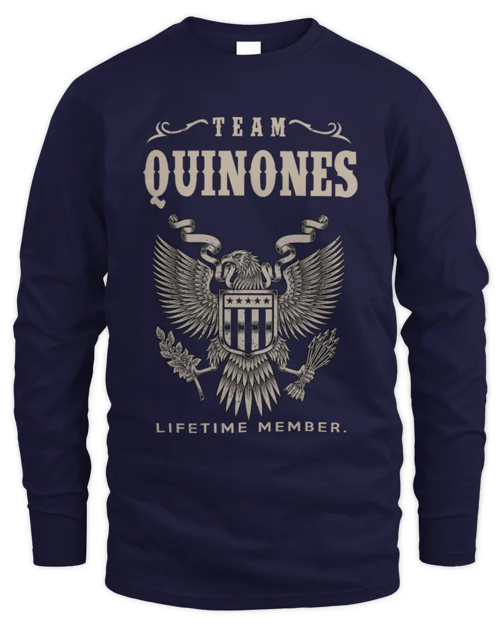 QUINONES TP06-K82 – Personalized Classic Style Apparel “Team NAME Lifetime Member” - Men's Long Sleeved T-Shirt - Navy