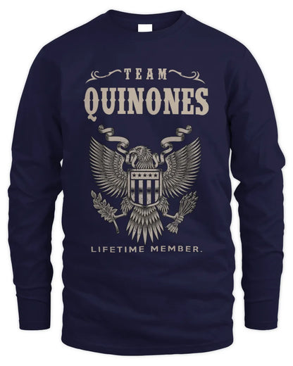 QUINONES TP06-K82 – Personalized Classic Style Apparel “Team NAME Lifetime Member” - Men's Long Sleeved T-Shirt - Navy